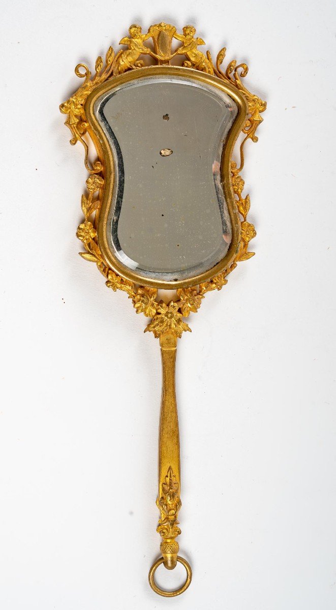 Miroir à Main En Bronze, XIXème Siècle-photo-2