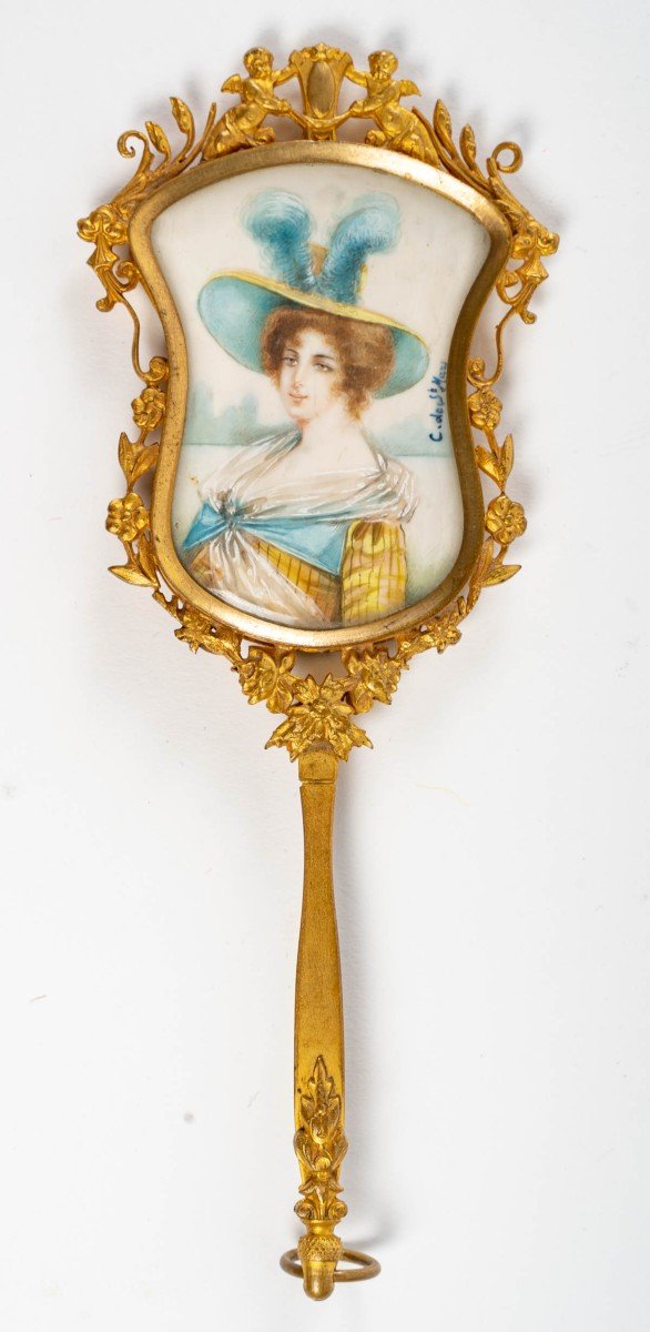 Miroir à Main En Bronze, XIXème Siècle-photo-1