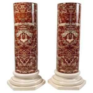 Pair Of Ceramic Columns, Late Nineteenth Century
