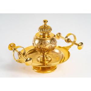 19th Century Inkwell In Gilt Bronze