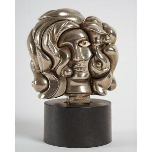 Statuette De Miguel Berrocal (1933-2006), Tête De Femme.