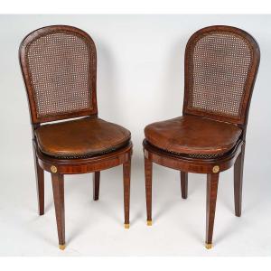 Pair Of XIXth Century Chairs In Louis XVI Style.