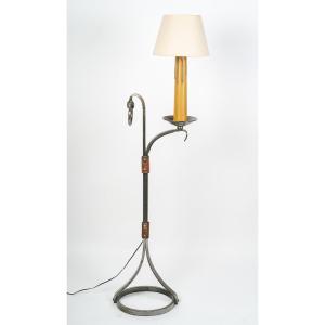 Floor Lamp In Wrought Iron And Bake From The 1960s.