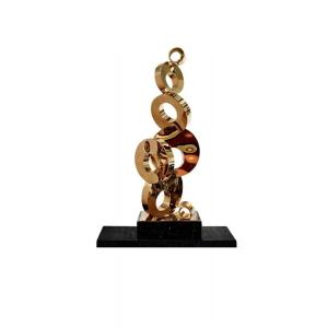 Contemporary Sculpture In Golden Metal, 20th Century.