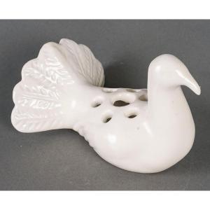 Présentoir à Pinceaux En Porcelaine Blanche, XXème Siècle, Epoque Art Nouveau.