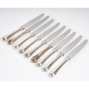 Series Of 9 Dessert Knives From Maison Christofle, 20th Century