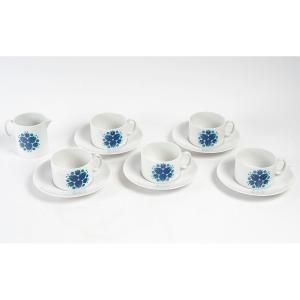 4 Tasses Et Sous-tasses En Porcelaine Des Années 1960 De La Maison Thomas