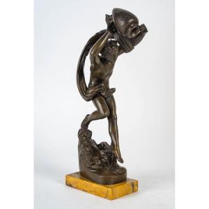 Sculpture By U.basset, Le Torrent, Bronze Sculpture, 19th Century, Napoleon III