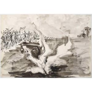 Drawing On Paper In Ink, The Battle, 20th Century.