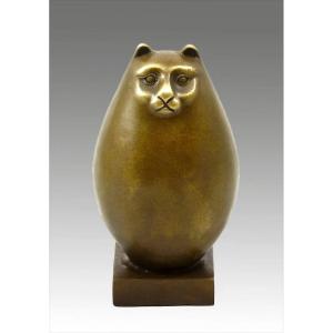 Bronze Sculpture Representing The Big Cat After Fernando Botero, 20th Century.