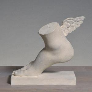 Foot Of God Hermes In Plaster And Resin, 20th Century.