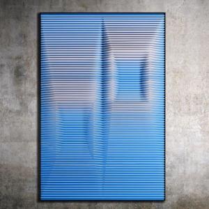 Peinture Contemporaine Jouant Sur Le Bleu Et Le Gris, XXIème Siècle.