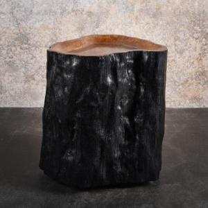 Medium-sized End Of Sofa, Side Table On Casters In Blackened Wood.