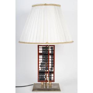 Table Lamp, Abacus In Lacquered Wood And Metal, 1960.