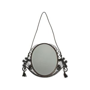 Art Deco Wrought Iron Mirror, 1930s, Beveled Mirror.