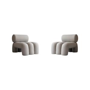 Pair Of Contemporary Armchairs - Taupe Color - Sun-resistant Fabric