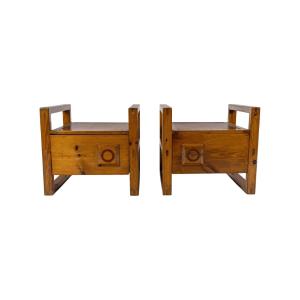 Paire de tables de chevet en bois des années 1960.