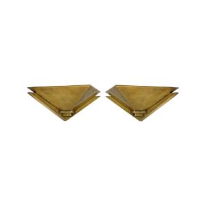 Pair Of Wall Sconces, Patinated Brass Finish, Art Deco Style.