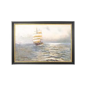 Peinture, huile sur toile de la fin du XIXème siècle, peinture de Marine.
