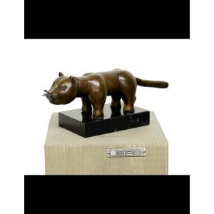 Bronze Sculpture, "el Gato," In The Style Of Fernando Botero