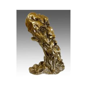"face Of Don Quixote," A Cubist Bronze Sculpture Based On A Work By Otto Gutfreund
