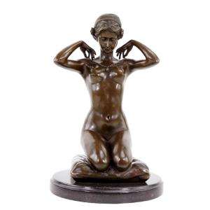 Nude Erotic Statue, Art Nouveau-style Bronze Sculpture