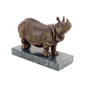 Statue Rhinocéros, sculpture en bronze d'après Rembrandt Bugatti