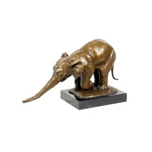 Bronze Animal Sculpture "elephant Begging," Based On A Work By Rembrandt Bugatti