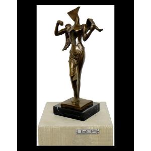 Sculpture en bronze, l'ange surréaliste dans le gout de Salvador Dalí