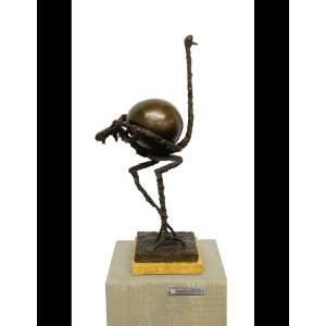 Sculpture en bronze, l’autruche dans le goût de Salvador Dalí