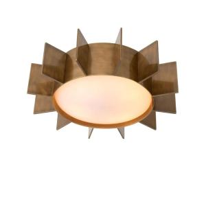 Plafonnier en laiton avec diffuseur en verre blanc