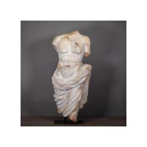 Statue d'Apollon au drapé, buste style empire romain