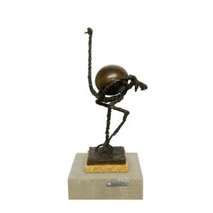 Sculpture moderne d’autruche en bronze patiné