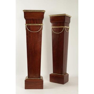 Pair Of Sheaths, Consols, Mahogany, Golden At The Gold Leaf, 19th Century, Napoleon III.