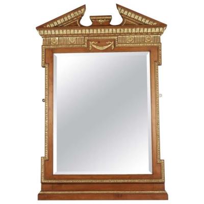  Neoclassical Gilded Wood And Stucco Mirror, Charles X Style Antique 