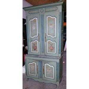 Buffet deux corps provençal peint