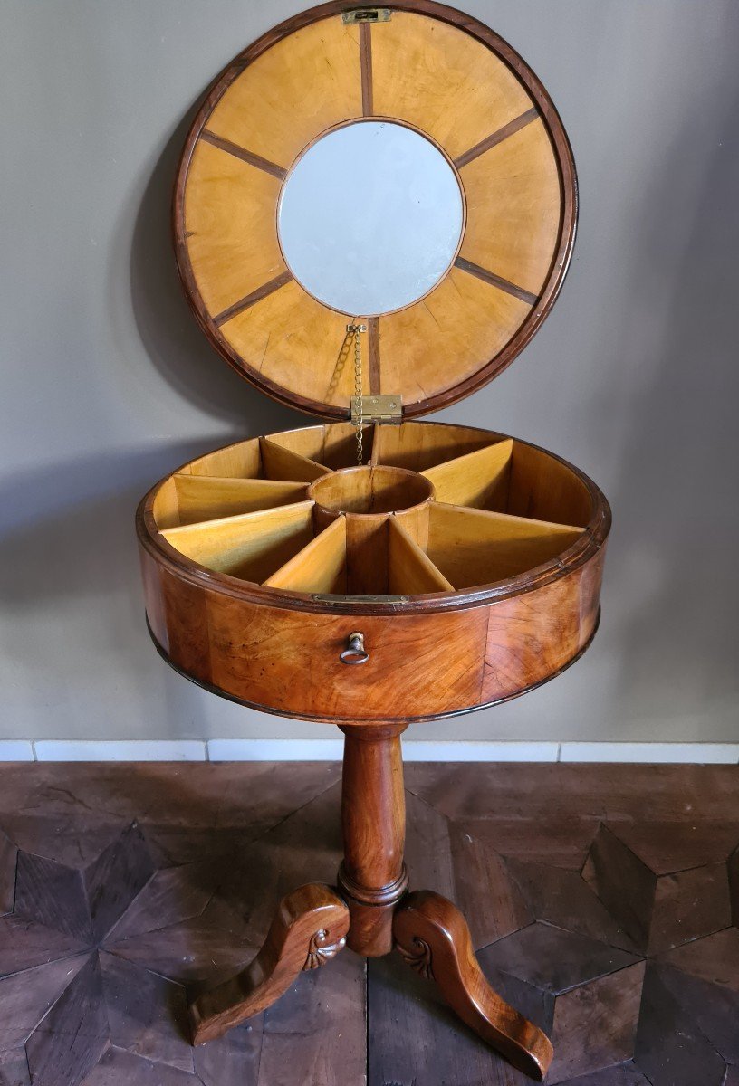 Carlo X Round Walnut Work Table