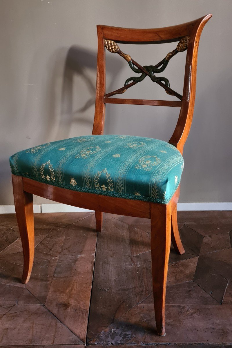 8 Tuscan Chairs In Cherry, Laquer And Gold. Directory Late 18th Century-photo-3