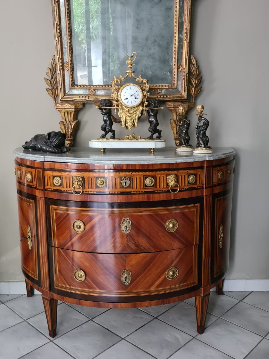 Pendule en bronze doré et patiné, aux satyres, France, vers 1830-photo-3
