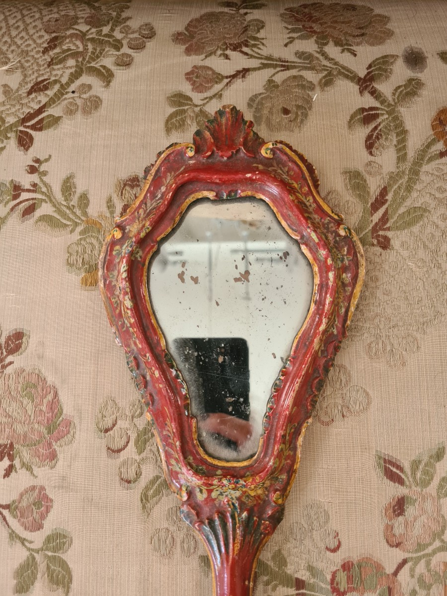 Small Lacquered Wooden Dressing Mirror, Venice, 18th Century -photo-3