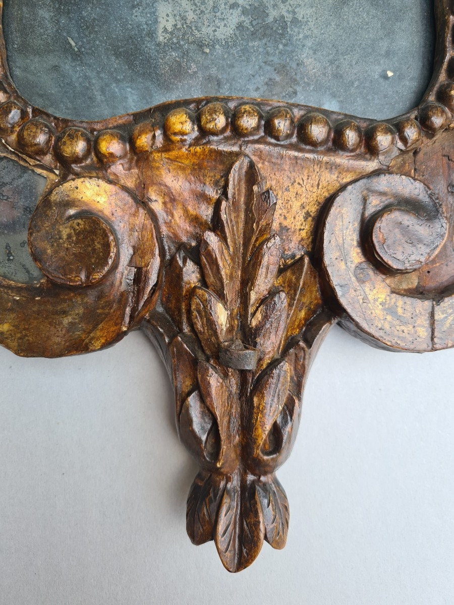 Gilded Wooden Fan With Carved Shape And Metal Arm Louis XV-photo-1
