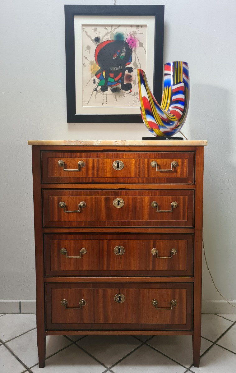 Small Louis XVI Inlaid Chest Of Drawers, Late 18th Century 