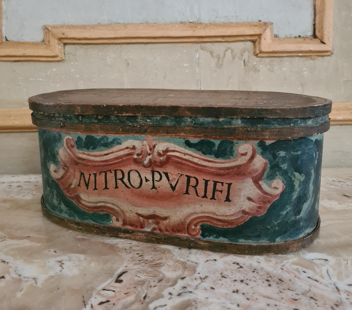 Group Of Eight Polychrome Wooden Pharmacy Containers Late 18th Century -photo-3