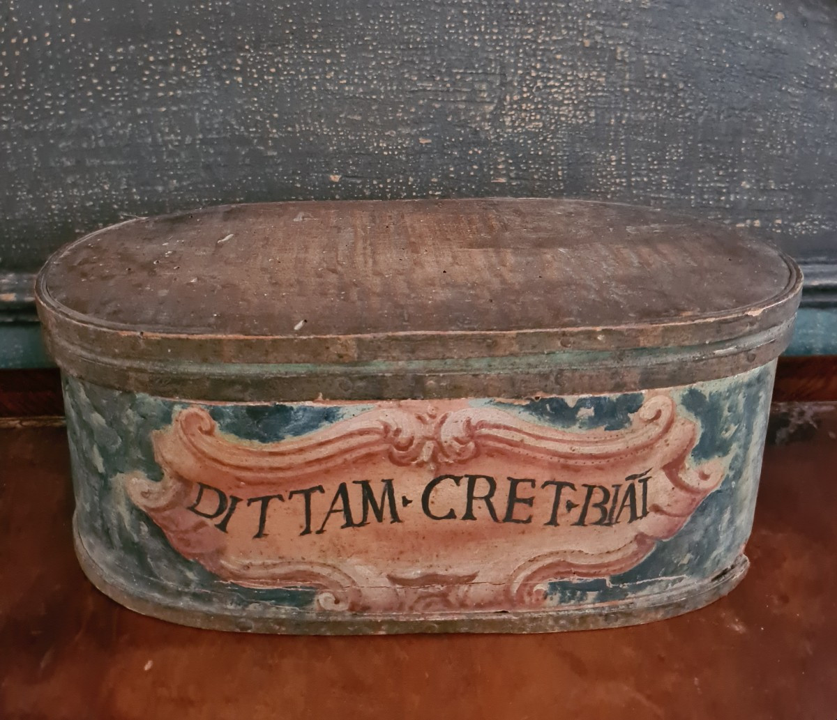 Group Of Eight Polychrome Wooden Pharmacy Containers Late 18th Century -photo-3