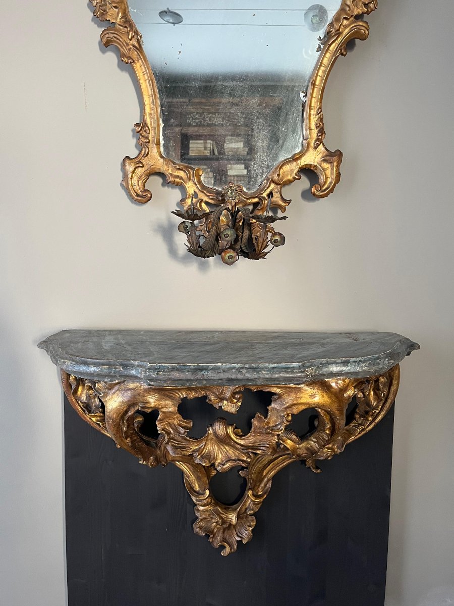 Petite console Louis XV en forme de larme  (XVIIIe siècle)-photo-2