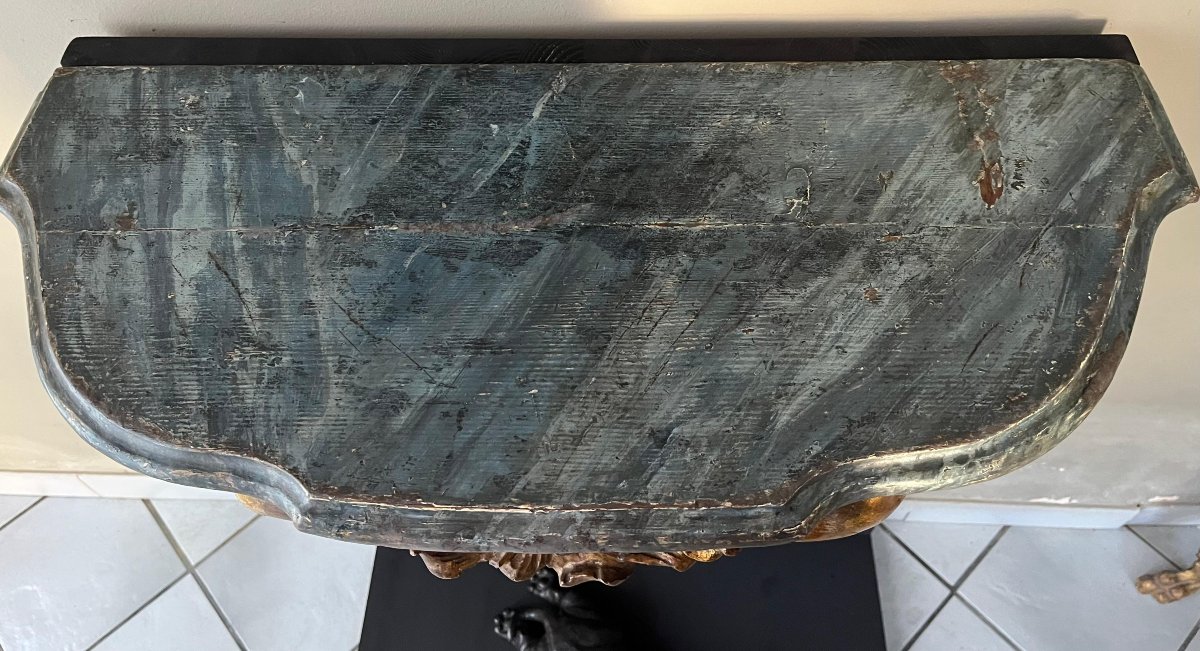 Petite console Louis XV en forme de larme  (XVIIIe siècle)-photo-4