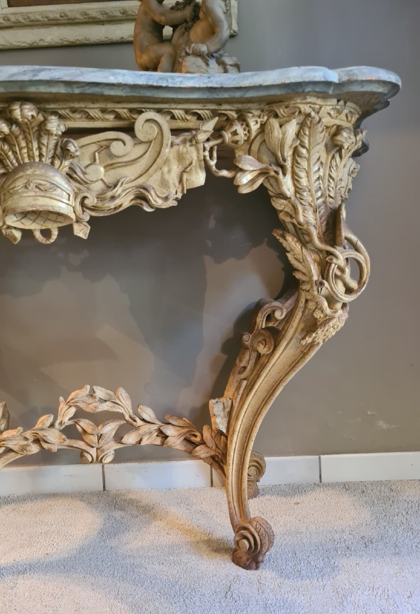 Console exceptionnelle, sculptée et gravée -photo-4