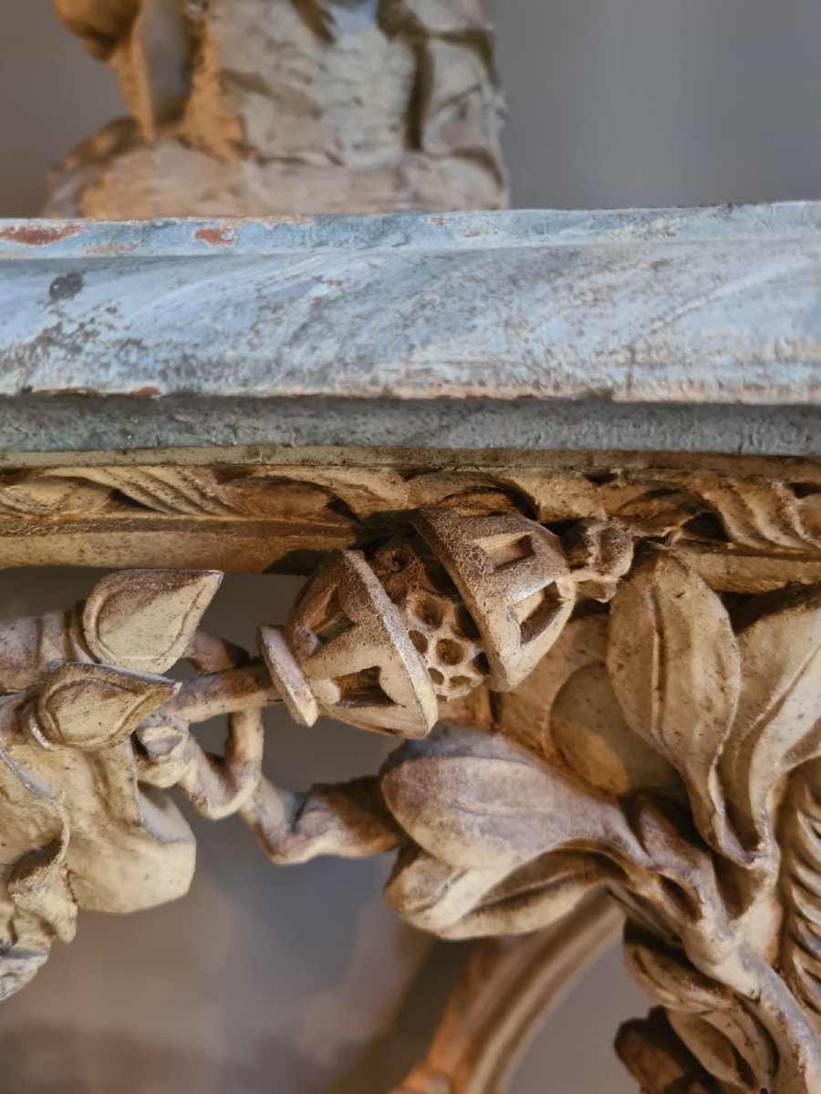 Console exceptionnelle, sculptée et gravée -photo-2