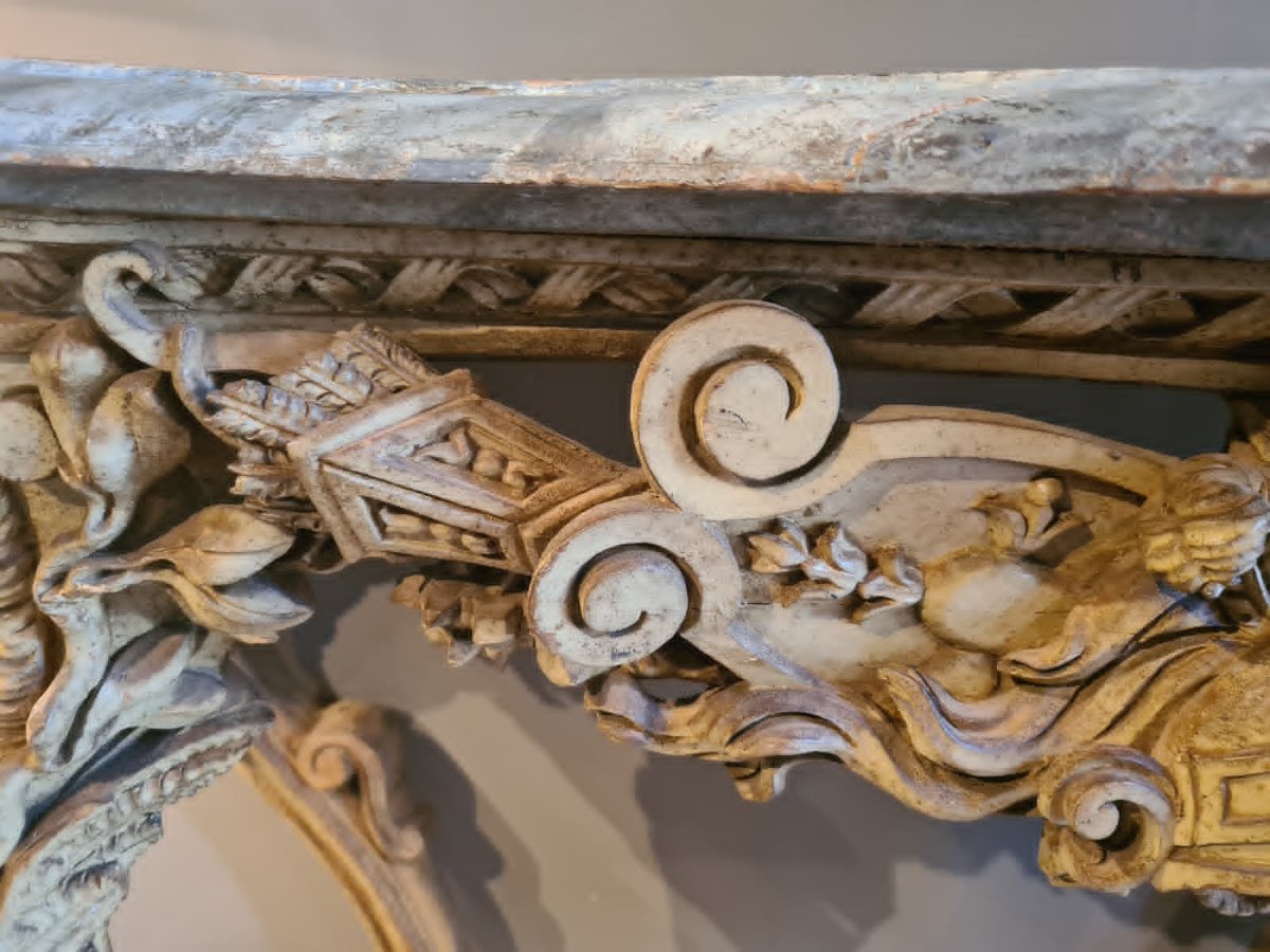 Console exceptionnelle, sculptée et gravée -photo-3
