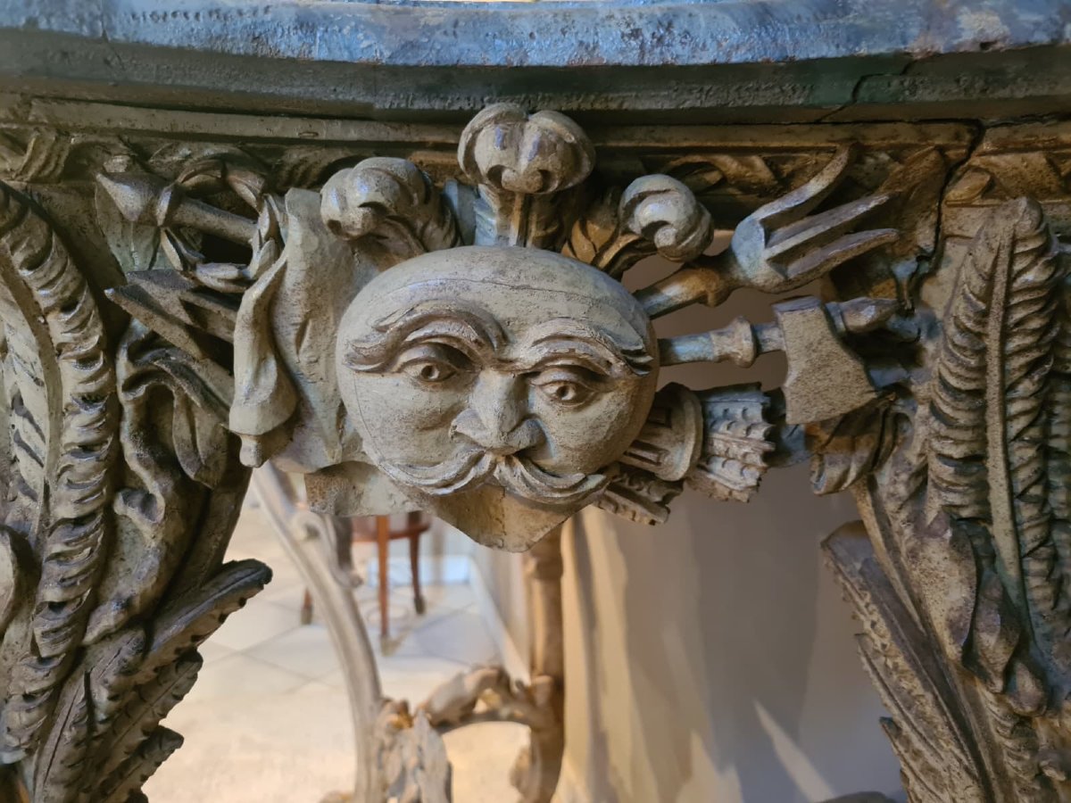 Console exceptionnelle, sculptée et gravée -photo-6